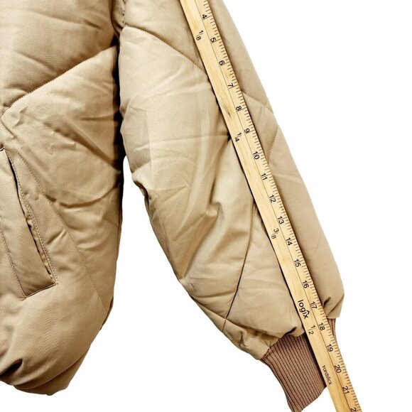 Merokeety Women Short Puffer Jacket Winter Cropped Coat Beige Size S - Picture 15 of 15